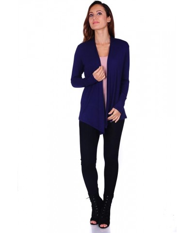 SR Womens Basic Draped Open Front Cardigan (Size: S-3X) Longsleeve_navy $15.36 Sweaters