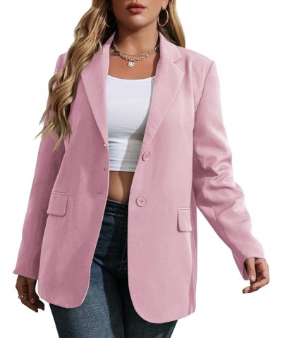 Womens Plus Size Casual Blazer Jackets Long Sleeve Open Front Buttons Work Office Lapel Blazers with Pockets 00-light Pink $2...