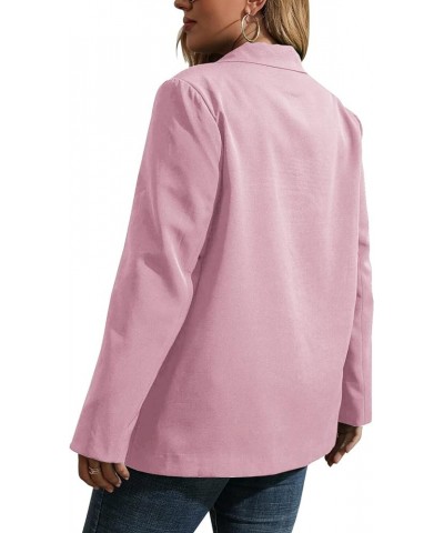 Womens Plus Size Casual Blazer Jackets Long Sleeve Open Front Buttons Work Office Lapel Blazers with Pockets 00-light Pink $2...