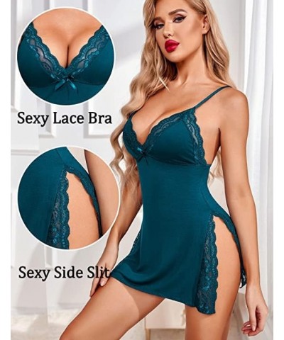 Women's Lingerie Sexy Nightwear Spaghetti Strap Nightgown Babydoll Chemise Blue Green $14.03 Lingerie