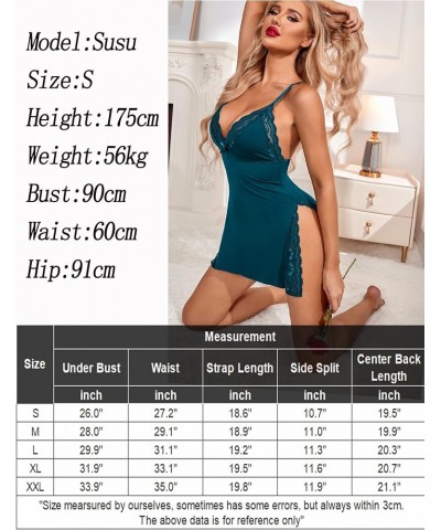 Women's Lingerie Sexy Nightwear Spaghetti Strap Nightgown Babydoll Chemise Blue Green $14.03 Lingerie