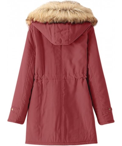 Womens Winter Coats Mid Length Puffer Coat Sherpa Lined Warm Heavy Jackets Thickened Windproof Outerwear with Hood Wine $9.45...