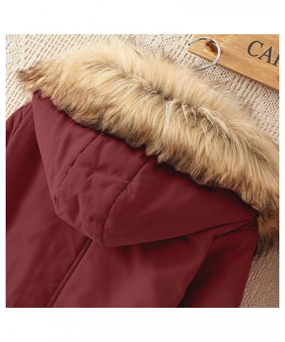 Womens Winter Coats Mid Length Puffer Coat Sherpa Lined Warm Heavy Jackets Thickened Windproof Outerwear with Hood Wine $9.45...