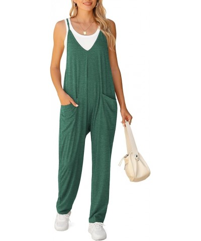 Women's Loose Casual V Neck Sleeveless Jumpsuits Adjustable Spaghetti Straps Long Pants Overalls With Pockets Dark Green $16....