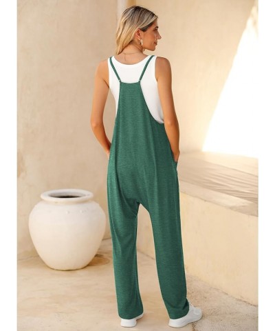 Women's Loose Casual V Neck Sleeveless Jumpsuits Adjustable Spaghetti Straps Long Pants Overalls With Pockets Dark Green $16....