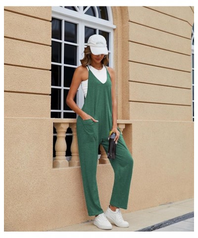 Women's Loose Casual V Neck Sleeveless Jumpsuits Adjustable Spaghetti Straps Long Pants Overalls With Pockets Dark Green $16....