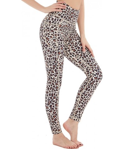 Womens Leggings with Pockets Tummy Control, High Waisted Yoga Pants Gym Workout Legging for Women Leopard $10.17 Activewear