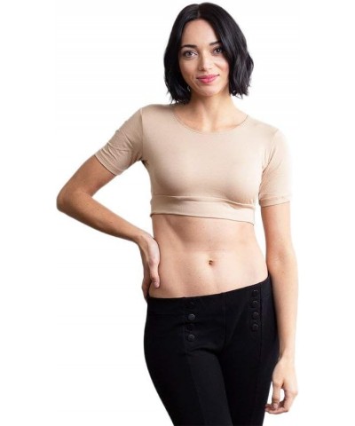 HALFTEE Boyfriend Half Sleeve Layering Tee | Crop Tops for Women & Teens | XS - 3X Nude $18.69 T-Shirts