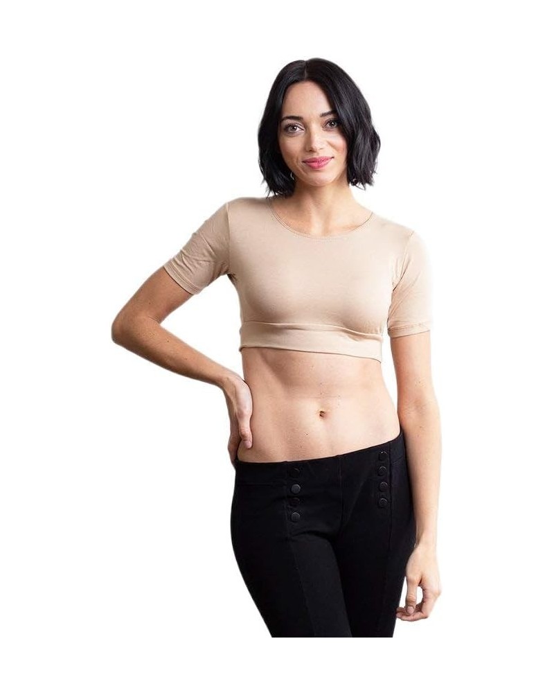 HALFTEE Boyfriend Half Sleeve Layering Tee | Crop Tops for Women & Teens | XS - 3X Nude $18.69 T-Shirts