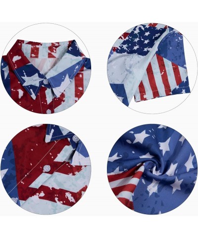 American Flag Shirt Women Patriotic Shirts 4th of July Tops USA Stars Stripes Blouses Memorial Day Button Down Shirts Light B...