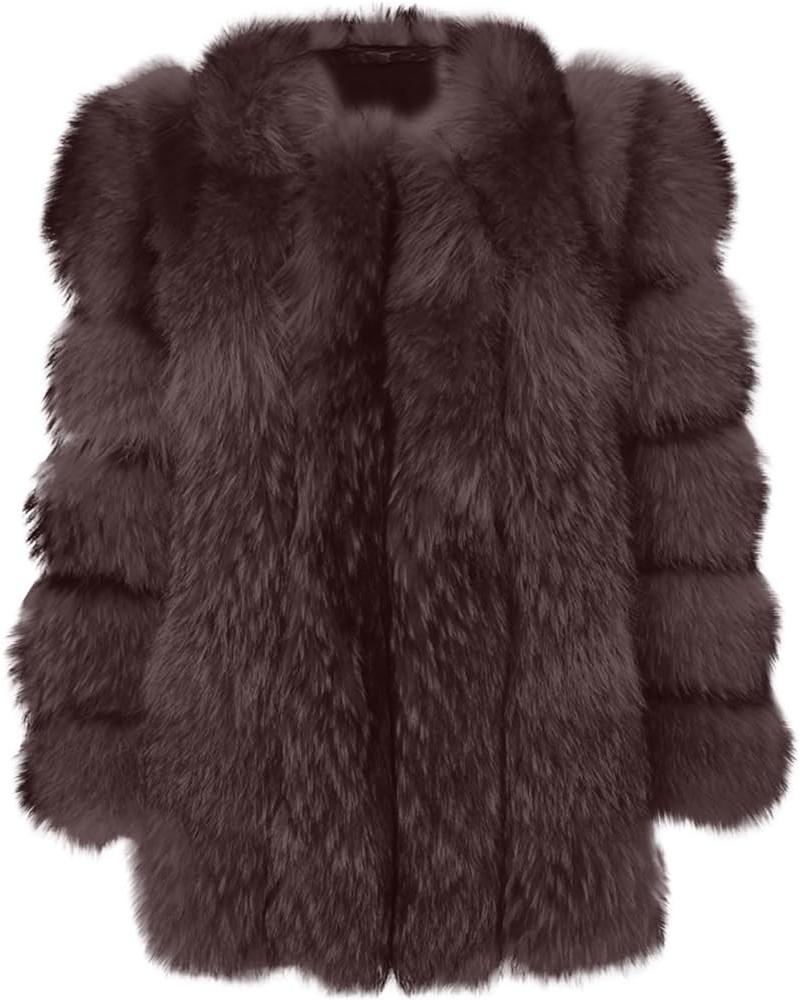 Plus Size Coats for Women 2023 Winter Open Front Lapel Cardigan Tops Long Sleeve Faux Fox Fur Plush Jacket Outerwear Gray $12...