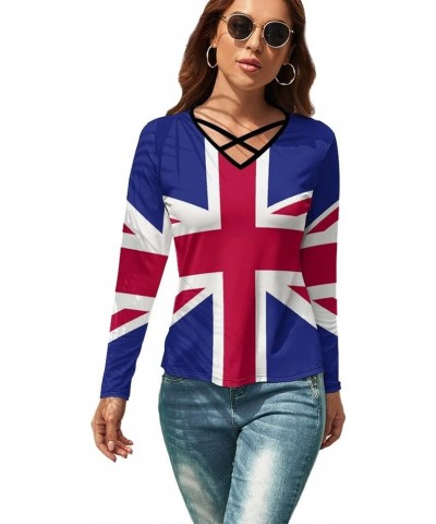 British Flag Long-Sleeved T-Shirt Women Sweatshirts Print Hoodie Autumn Long Sleeve Tops S X-Large White-8 $13.20 Hoodies & S...