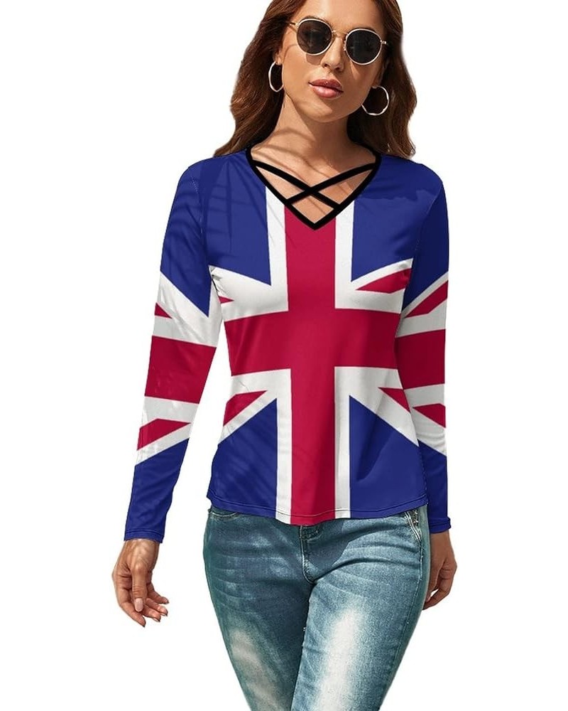 British Flag Long-Sleeved T-Shirt Women Sweatshirts Print Hoodie Autumn Long Sleeve Tops S X-Large White-8 $13.20 Hoodies & S...