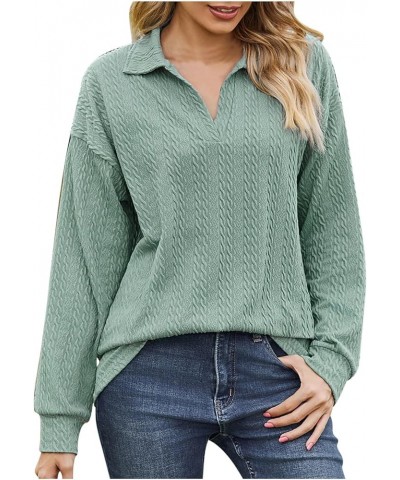 V Neck Long Sleeve Shirts for Women Fall Sweatshirts Ribbed T Shirts Dressy Casual Tunics Trendy Loose Fit Blouses 16 Green, ...