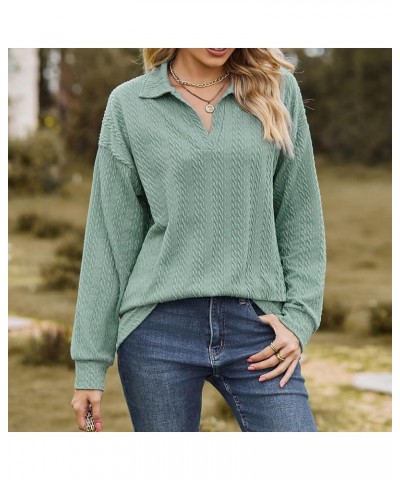 V Neck Long Sleeve Shirts for Women Fall Sweatshirts Ribbed T Shirts Dressy Casual Tunics Trendy Loose Fit Blouses 16 Green, ...