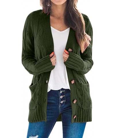 Women Sweaters Womens Open Sleeve Knit Boho Long Patchwork Coat Cardigan Pockets Front Sweater Army Green $14.12 Sweaters