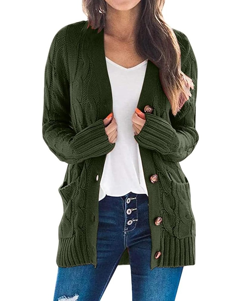 Women Sweaters Womens Open Sleeve Knit Boho Long Patchwork Coat Cardigan Pockets Front Sweater Army Green $14.12 Sweaters