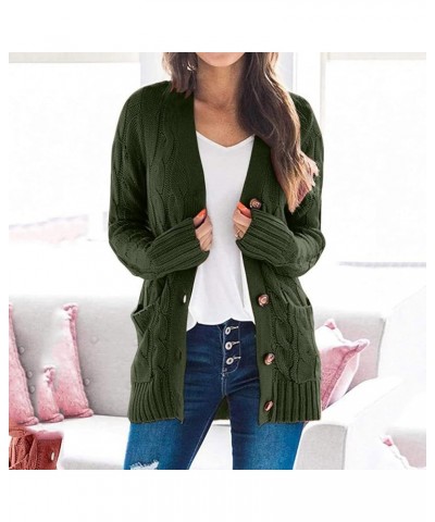 Women Sweaters Womens Open Sleeve Knit Boho Long Patchwork Coat Cardigan Pockets Front Sweater Army Green $14.12 Sweaters