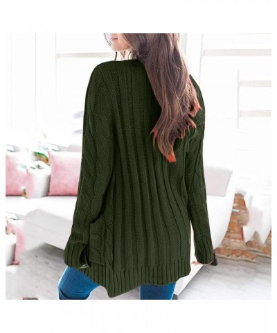 Women Sweaters Womens Open Sleeve Knit Boho Long Patchwork Coat Cardigan Pockets Front Sweater Army Green $14.12 Sweaters