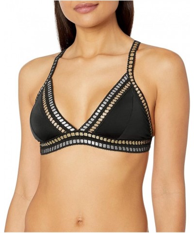 Women's Standard Triangle Bra Bikini Swimsuit Top Black / Gold / Silver / Threading Along Print $29.96 Swimsuits