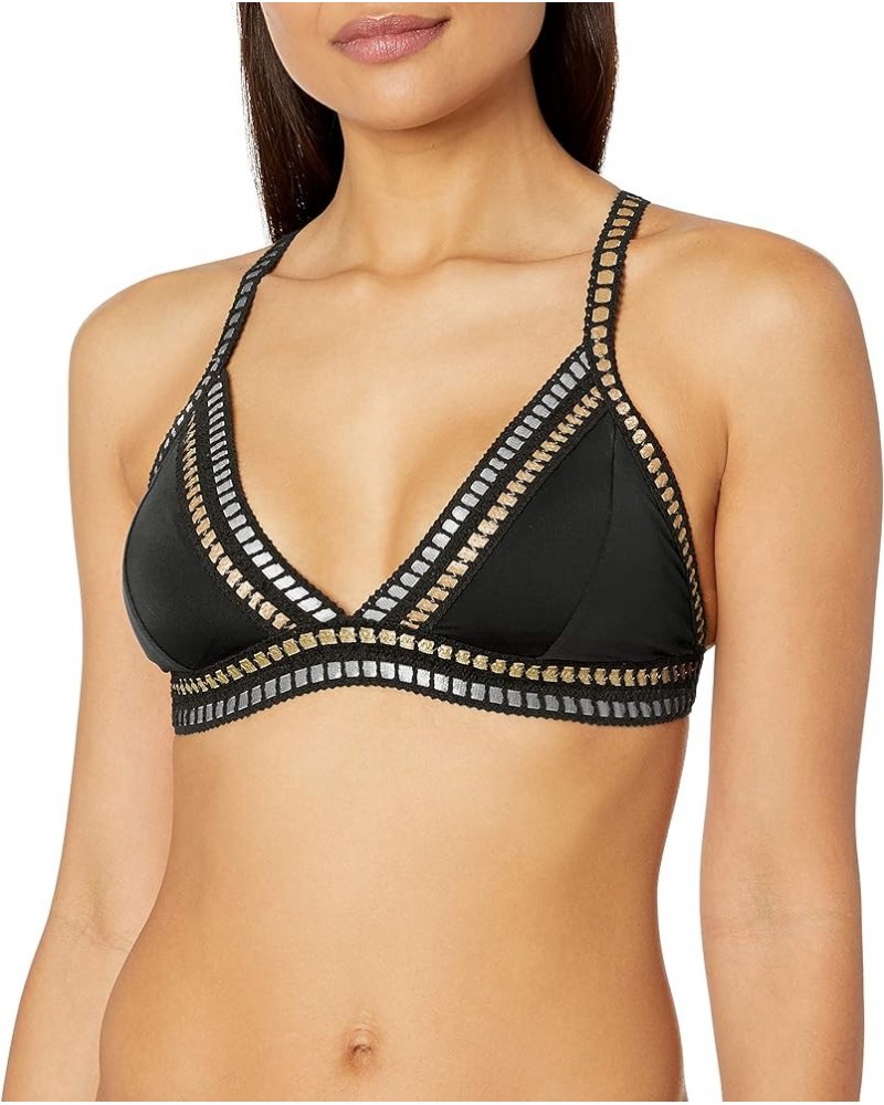 Women's Standard Triangle Bra Bikini Swimsuit Top Black / Gold / Silver / Threading Along Print $29.96 Swimsuits