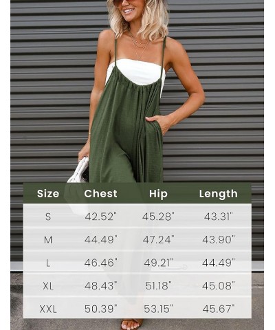 Women's Overalls Casual Loose Adjustable Straps Wide Leg Jumpsuit with Pockets Armygreen $12.15 Overalls