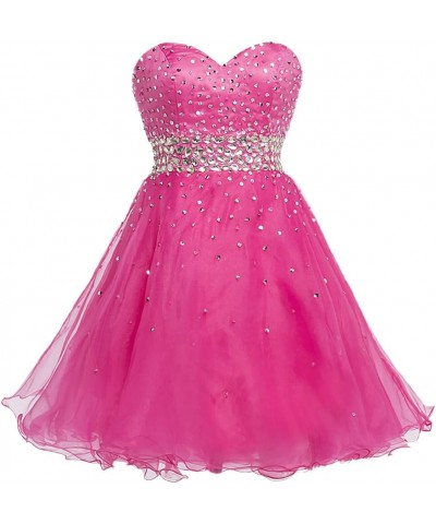 Strapless a Line Blue Crystal White Oranga Homecoming Dress Short Prom Dress Style1-hot Pink $44.52 Dresses