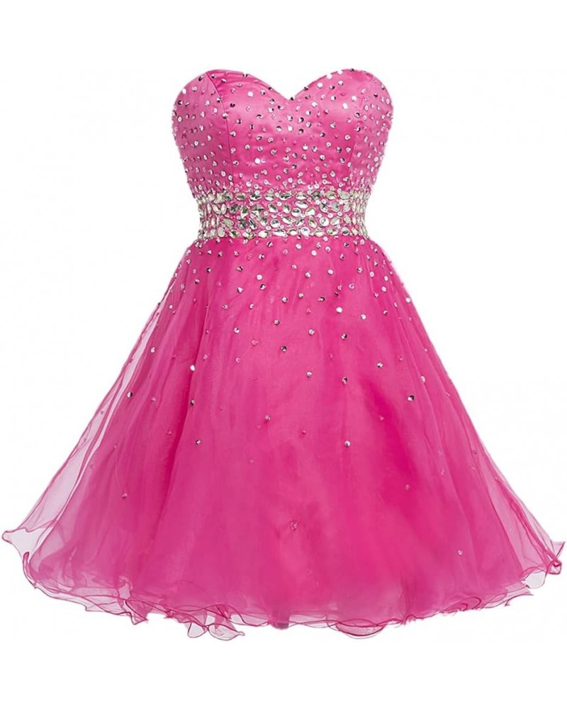 Strapless a Line Blue Crystal White Oranga Homecoming Dress Short Prom Dress Style1-hot Pink $44.52 Dresses