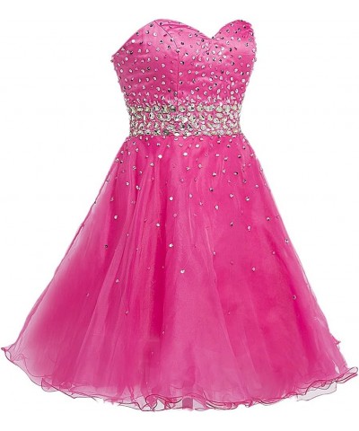 Strapless a Line Blue Crystal White Oranga Homecoming Dress Short Prom Dress Style1-hot Pink $44.52 Dresses