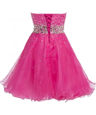 Strapless a Line Blue Crystal White Oranga Homecoming Dress Short Prom Dress Style1-hot Pink $44.52 Dresses