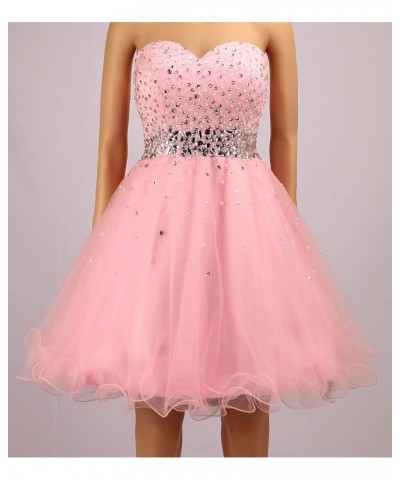 Strapless a Line Blue Crystal White Oranga Homecoming Dress Short Prom Dress Style1-hot Pink $44.52 Dresses