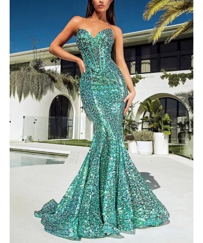 Sequins Prom Dress Long Corset Formal Evening Party Gowns Sparkly Mermaid V-Neck Homecoming Dress for Women Light Purple $36....