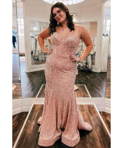 Sequins Prom Dress Long Corset Formal Evening Party Gowns Sparkly Mermaid V-Neck Homecoming Dress for Women Light Purple $36....