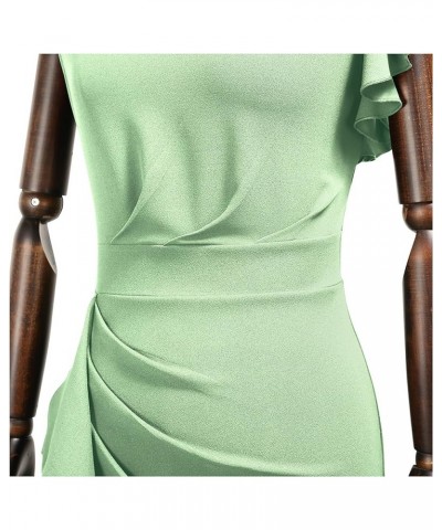 Women's Pinup Vintage Ruffle Sleeves Cocktail Party Pencil Dress A1-light Green $20.68 Dresses