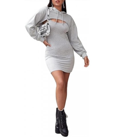 Women Long Sleeve Cropped Super Crop Top Hoodies Sweatshirt Aesthetic Punk Hip Hop Dance Sexy Rave Cloth Light Grey $11.39 Ho...