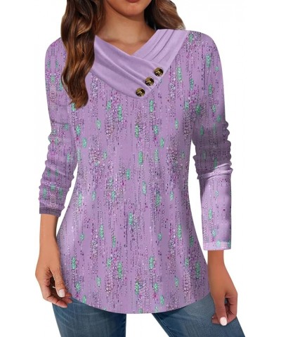 Lightning Deals of Today Tshirts Shirts for Women Dressy Womens Going Out Tops Fashion Ladies Button Neck Blouses 3-purple $9...