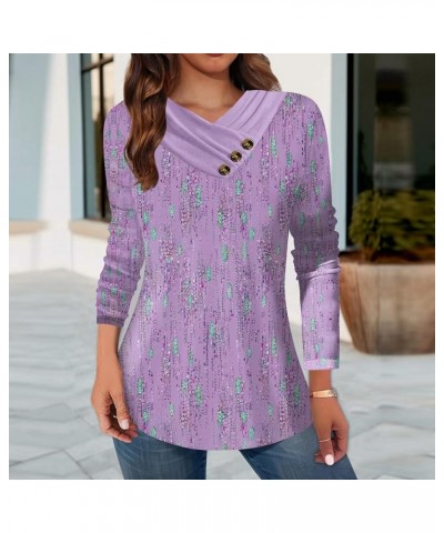 Lightning Deals of Today Tshirts Shirts for Women Dressy Womens Going Out Tops Fashion Ladies Button Neck Blouses 3-purple $9...