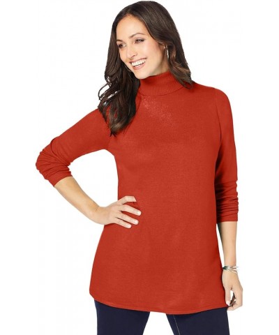 Women's Plus Size Cotton Cashmere Turtleneck Copper Red $29.64 Sweaters