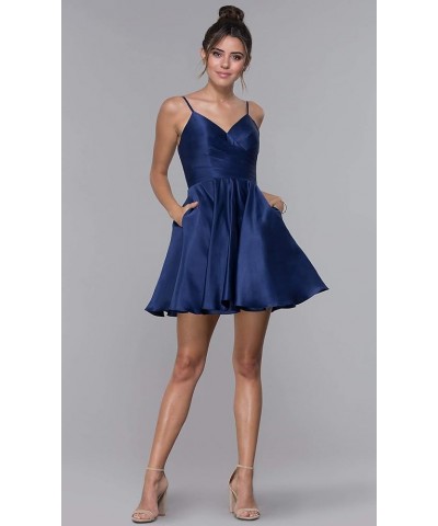 Women's Short Homecoming Dresses with Pockets A Line Ruched Satin Formal Prom Cocktail Gowns Coral $29.99 Dresses