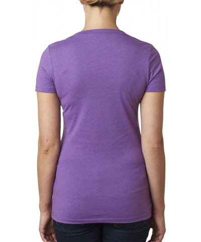 Baby Rib Knit Short Sleeve Deep V-Neck T-Shirt Purple Berry $10.71 T-Shirts