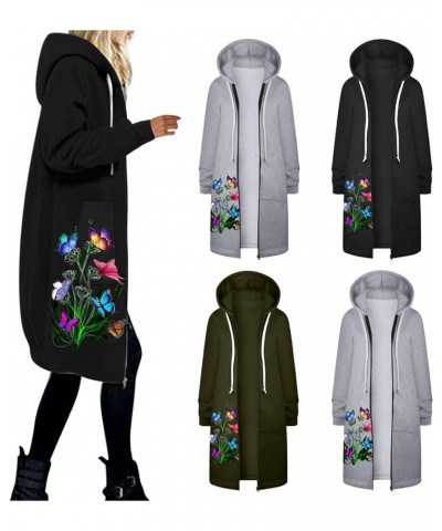 Women Casual Zip Up Hoodies Fleece Tunic Sweatshirt Long Plus Size Fashion Long Hoodie Jacket Coats with Pockets Green17 $15....