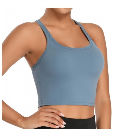 Women Removable Padded Sports Bras Workout Running Yoga Tank Tops Blue $14.49 Lingerie