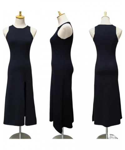 Women's Casual Tank Dress Crew Neck Sleeveless Split Thigh Bodycon A Line Midi Dress Knit Fall Dresses Black $15.94 Sweaters