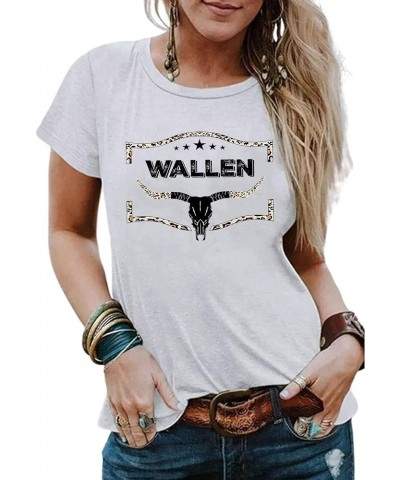 Vintage Steer Skull Western T-Shirt Women Country Tops Cute Cowgirl Graphic Cowboy Tees White $7.50 T-Shirts