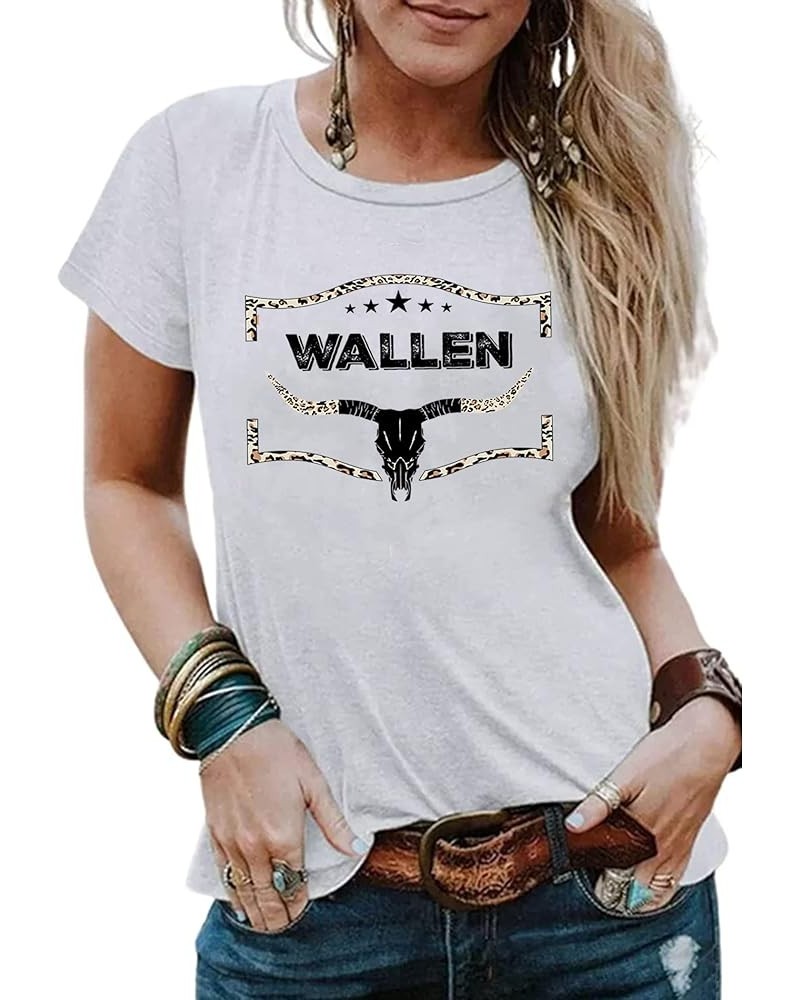 Vintage Steer Skull Western T-Shirt Women Country Tops Cute Cowgirl Graphic Cowboy Tees White $7.50 T-Shirts