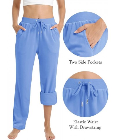 Women's Fleece Pants Track Athletic Running Yoga Velour Pants Jogger Comfy Pajama Lounge Sweatpants Light Blue $16.27 Activewear