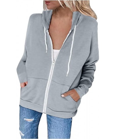 Womens Zip Up Hoodies 2023 Fall Fashion Y2K Sweatshirts Casual Long Sleeve Loose Fit Track Jackets With Pockets A08-gray $6.2...