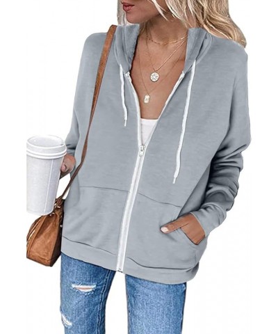 Womens Zip Up Hoodies 2023 Fall Fashion Y2K Sweatshirts Casual Long Sleeve Loose Fit Track Jackets With Pockets A08-gray $6.2...