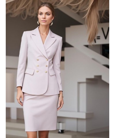 Women's Business Suit 2 Pieces Solid Blazer Skirt Slim Fit Lady Suit Set for Office Work Tea Green $40.69 Suits