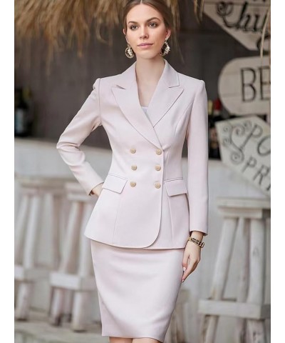 Women's Business Suit 2 Pieces Solid Blazer Skirt Slim Fit Lady Suit Set for Office Work Tea Green $40.69 Suits